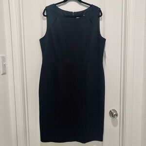 NWT Kasper Women's Black Sleeveless Shift Dress Sexy Cutouts Size 18 LBD